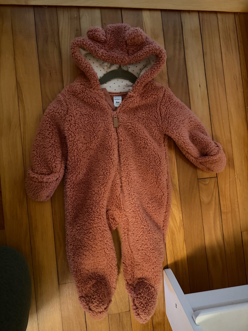 Carter's Dusty Rose Sherpa Hooded Baby One-Piece